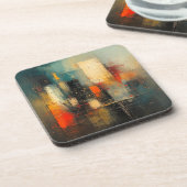 Ai generated abstract and resilient city bier onderzetter (Linkerzijde)