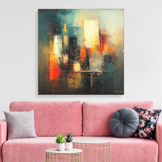 Ai generated abstract and resilient city canvas afdruk (Insitu (Woonkamer))