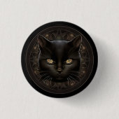 AI Generated Art Gothic Black Cat Pin Button (Voorkant)