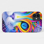 AI Generated Artsy Cool Blue Eyed Abstract Cat Case-Mate iPhone Case (Achterkant (horizontaal))