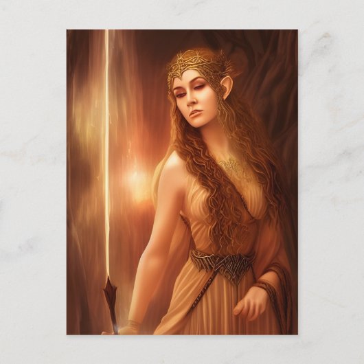 AI Generated Elven Goddess Briefkaart (Voorkant)