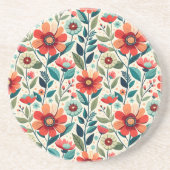 AI-Generated Floral Sandstone Onderzetter Design (Voorkant)