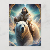 (AI Generated) Jesus op een polair beer Briefkaart (Voorkant)