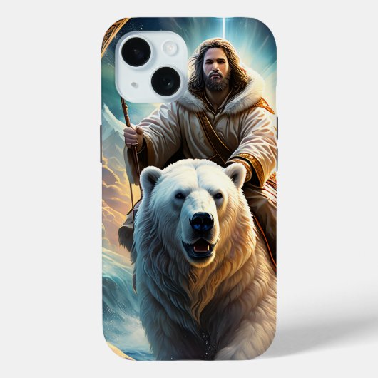 (AI Generated) Jesus op een polair beer Case-Mate iPhone Case (Achterkant)