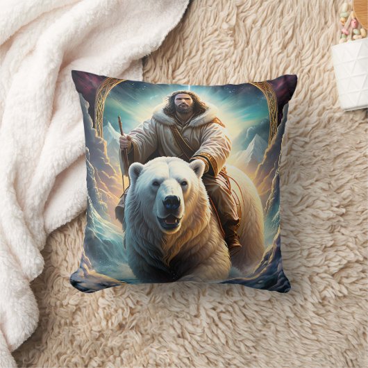 (AI Generated) Jesus op een polair beer Kussen (Deken)