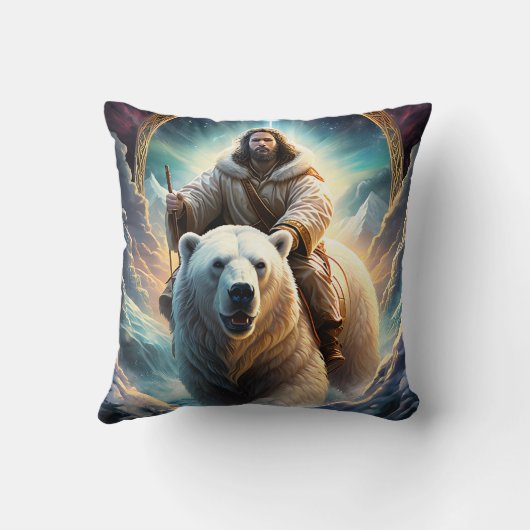 (AI Generated) Jesus op een polair beer Kussen (Achterkant)