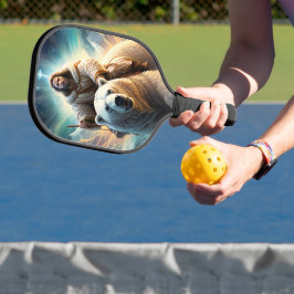 (AI Generated) Jesus op een polair beer Pickleball Paddle