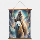 (AI Generated) Jesus op een polair beer Poster Hangend Wandkleed (Voorkant)