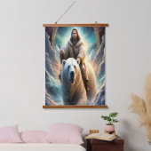 (AI Generated) Jesus op een polair beer Poster Hangend Wandkleed (Slaapkamer)