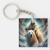 (AI Generated) Jesus op een polair beer Sleutelhanger (Voorkant)
