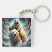 (AI Generated) Jesus op een polair beer Sleutelhanger (Achterkant)