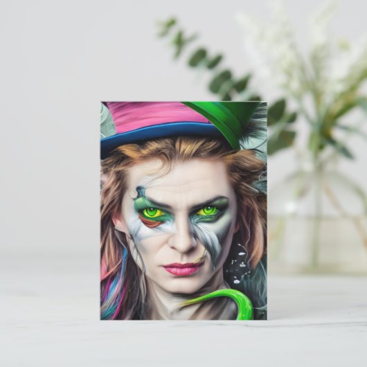 AI Generated Mad Hatter Fantasy Briefkaart (Staand voorkant)