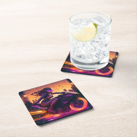 AI generated motorcycle art #3 Kartonnen Onderzetters (Insitu)