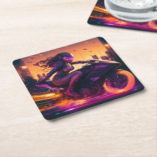 AI generated motorcycle art #3 Kartonnen Onderzetters (Schuin)