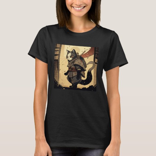 AI Generated Shinobi Cat T-shirt (Voorkant)