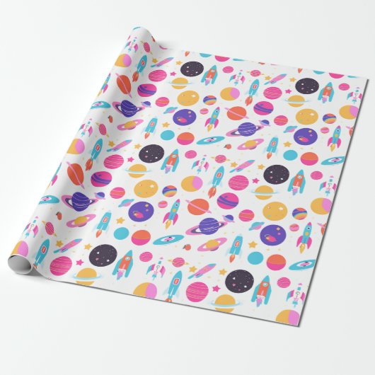 AI Generated Space Pattern Wrapping Paper Cadeaupapier (Uitgerold)
