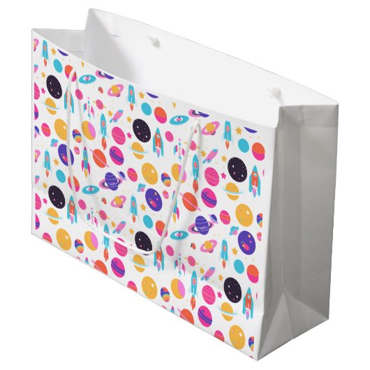 AI Generated Space Patterned Gift Bag Groot Cadeauzakje (Voorkant Gekanteld)