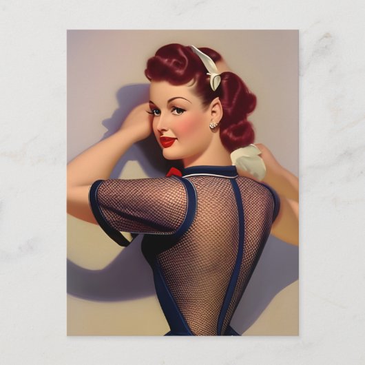 AI Generated  Style Pinup Woman Briefkaart (Voorkant)
