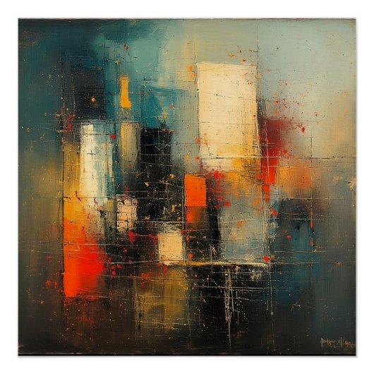 AI genereerde abstracte en veerkrachtige stad Perfect Poster (Voorkant)