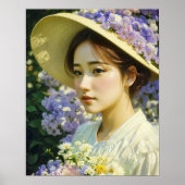 AI genereerde een mooi bloemig vrouw kunst portret Poster (Voorkant)