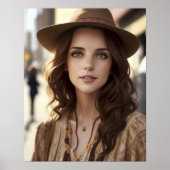 AI genereerde een mooi Boheems vrouwenportret Poster (Voorkant)