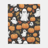 AI genereerde Ghost en Pumpkin Halloween Fleece Deken (Voorkant)