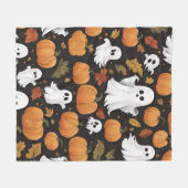 AI genereerde Ghost en Pumpkin Halloween Fleece Deken (Voorkant (Horizontaal))