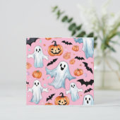 AI genereerde Ghost en Pumpkin Halloween Kaart (Staand voorkant)