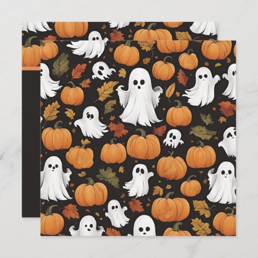 AI genereerde Ghost en Pumpkin Halloween Kaart (Voorkant / Achterkant)