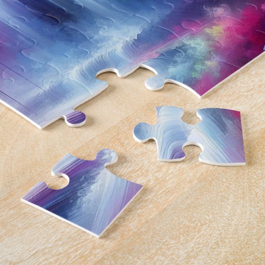 AI genereerde kleurrijke Abstracte landschapsschil Legpuzzel (Zijkant)