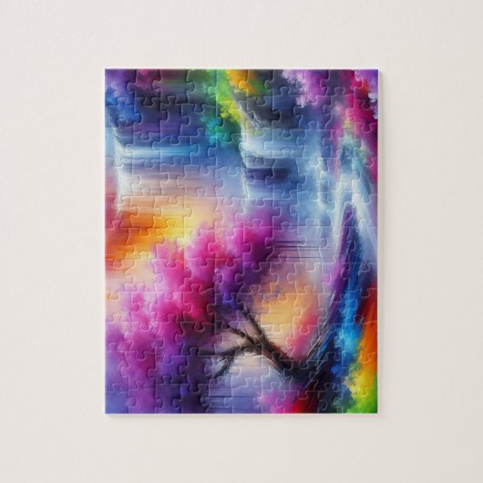 AI genereerde kleurrijke Abstracte landschapsschil Legpuzzel (Verticaal)