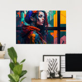 Ai Genereerde mooie vrouw als moderne kunst Poster (Thuiskantoor)