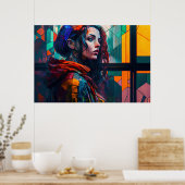 Ai Genereerde mooie vrouw als moderne kunst Poster (Keuken)