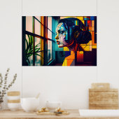 Ai genereerde mysterieuze vrouw als moderne kunst poster (Keuken)