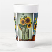 AI genereerde zonnebloemen in vazen Latte Mok (Voorkant)