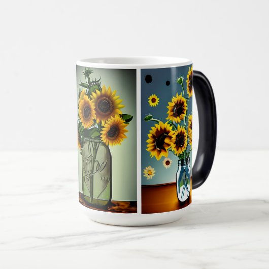 AI genereerde zonnebloemen in vazen Magische Mok (Voorkant rechts)
