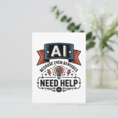 AI Geniaal Humor Tech Citaat Design Briefkaart (Staand voorkant)