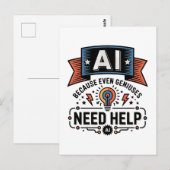 AI Geniaal Humor Tech Citaat Design Briefkaart (Voorkant / Achterkant)