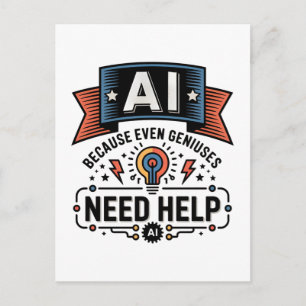 AI Geniaal Humor Tech Citaat Design Briefkaart