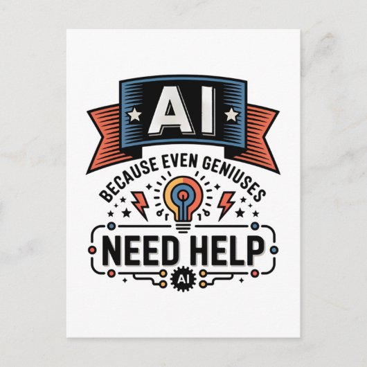 AI Geniaal Humor Tech Citaat Design Briefkaart (Voorkant)