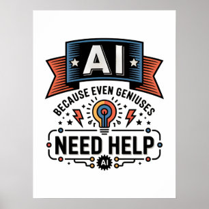 AI Geniaal Humor Tech Citaat Design Poster
