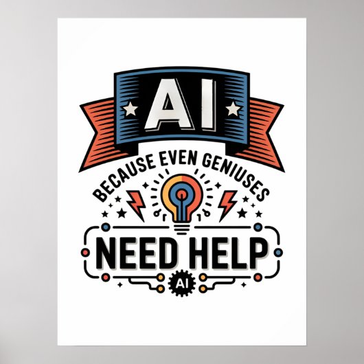 AI Genius Humor Tech Quote Design Poster (Voorkant)