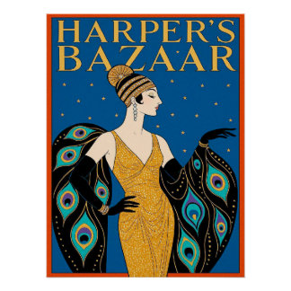 AI-Harpers Bazaar Vintage Stijl Art Deco Poster