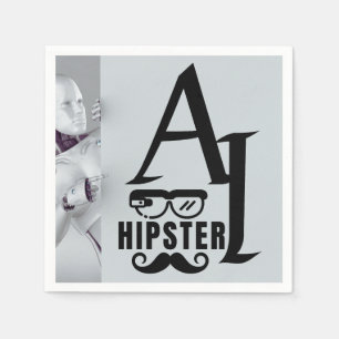 AI Hipster met draagbare glazen en snor Servet