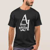 AI Hipster met draagbare glazen en snor T-shirt (Voorkant)