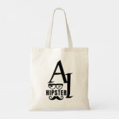 AI Hipster met draagbare glazen en snor Tote Bag (Achterkant)
