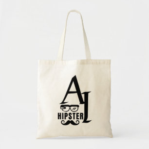 AI Hipster met draagbare glazen en snor Tote Bag