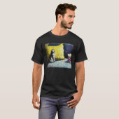 AI Impressionist Cat Watching TV and Eating Popcor T-shirt (Voorkant volledig)