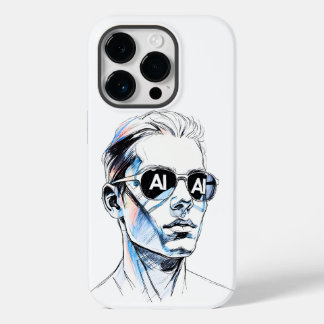 AI in de ogen - Bold Line Art met subtiele tech-id Case-Mate iPhone 14 Pro Hoesje