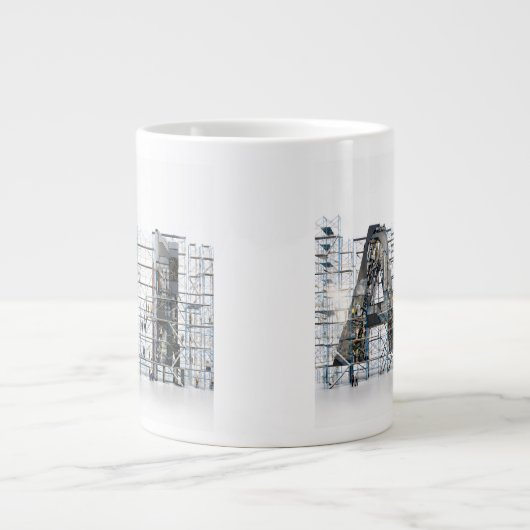 AI Industrial Letterform Architecture Art  Grote Koffiekop (Voorkant)